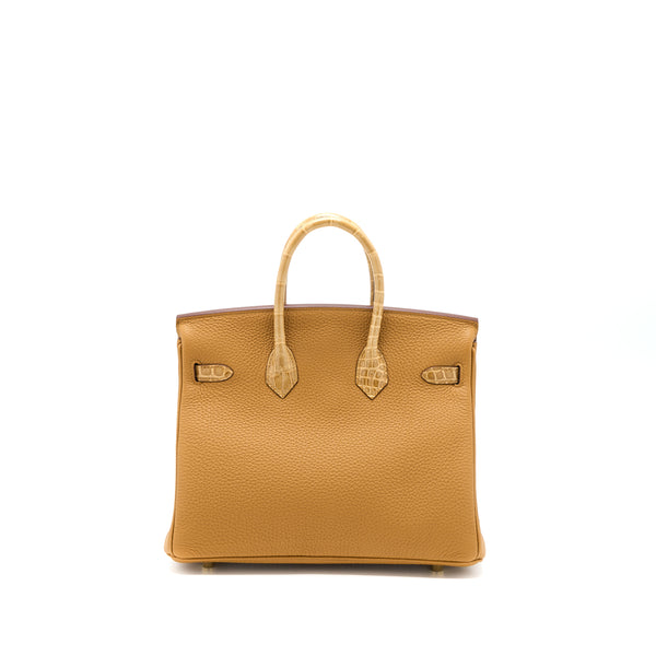 Hermes Birkin 25 Touch Crocodile Niloticus/Togo Caramel/Tabac Camel GHW Stamp Y