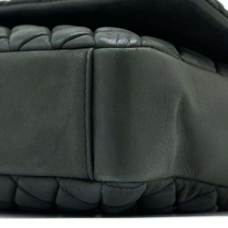Chanel Quilted Flap Bag Iridescent Calfskin Dark Green Ruthenium SHW