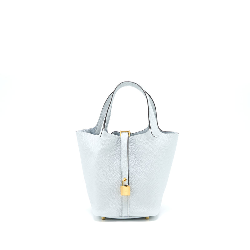 Hermes Picotin 18 Lock Bag Clemence Blue Pale GHW Stamp Z