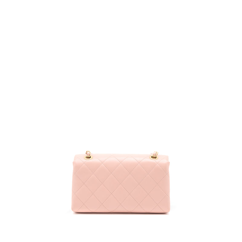 Chanel Front Logo Flap Bag Calfskin Pink Brushed GHW