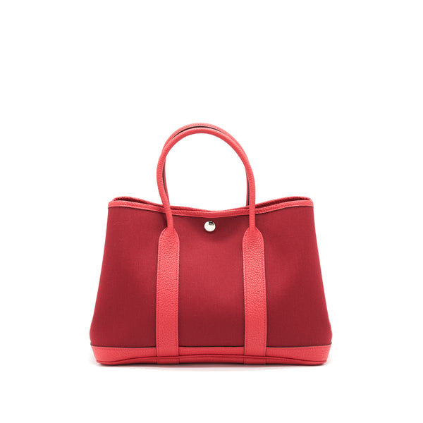 Hermes Garden Party 30 Canvas / Leather Rouge Grenat SHW Year 2019