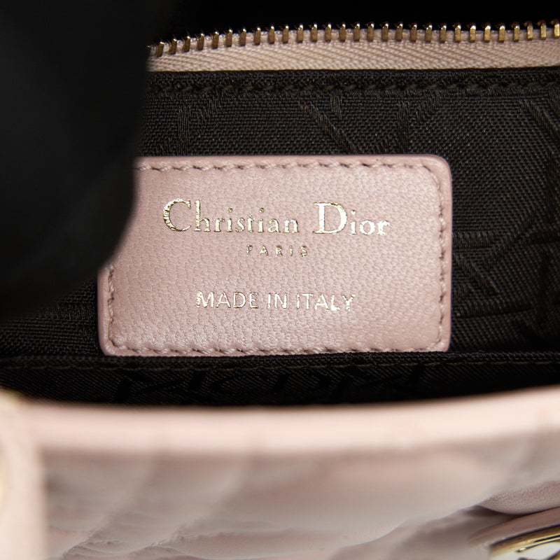 CHRISTIAN DIOR SMALL LADY DIOR LIGHT PINK LAMBSKIN GHW