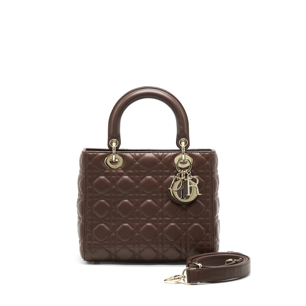 Dior medium Lady Dior Chocolate Brown LGHW