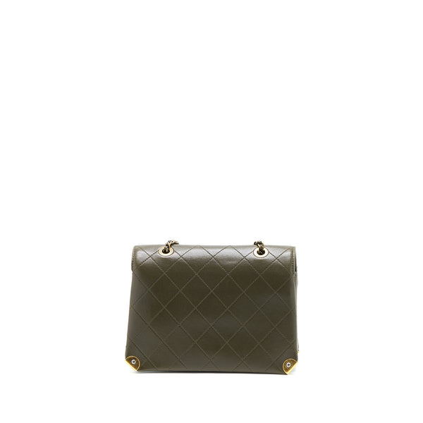 Chanel Messenger Flap Bag Lambskin Olive Green Ruthenium GHW