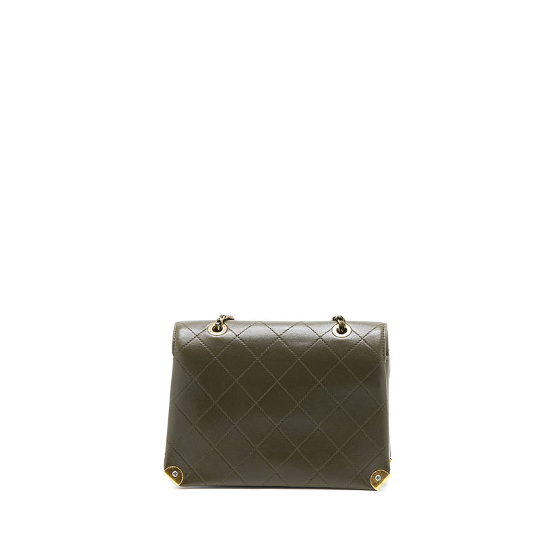 Chanel Messenger Flap Bag Lambskin Olive Green Ruthenium GHW