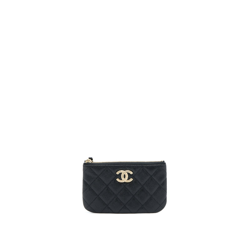 Chanel Zippy Small Pouch Detailed Logo Caviar Black LGHW