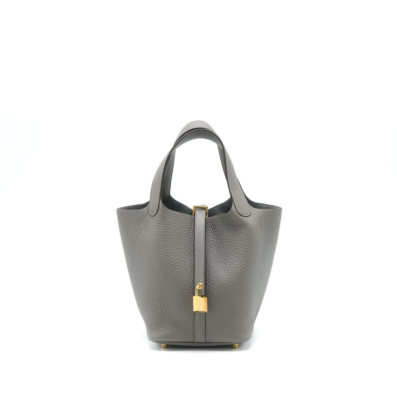 Hermes Picotin 18 Lock Bag Clemence 0L Gris Meyer GHW Stamp U
