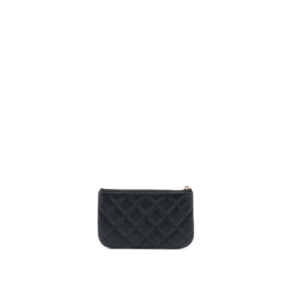 Chanel Zippy Small Pouch Detailed Logo Caviar Black LGHW