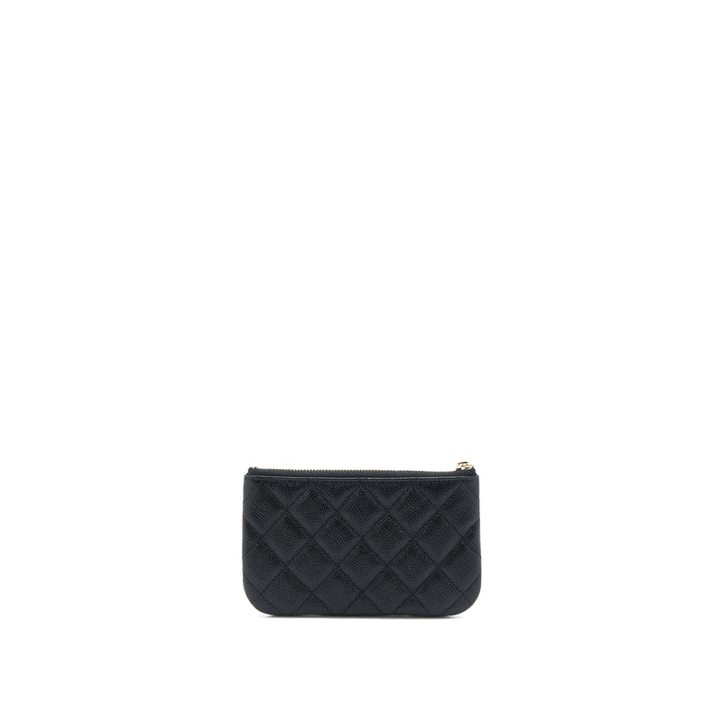 Chanel Zippy Small Pouch Detailed Logo Caviar Black LGHW