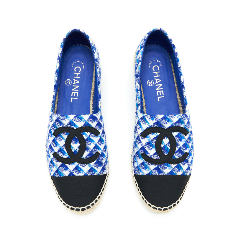 Chanel Espadrilles Size38 Black/Blue Tweed