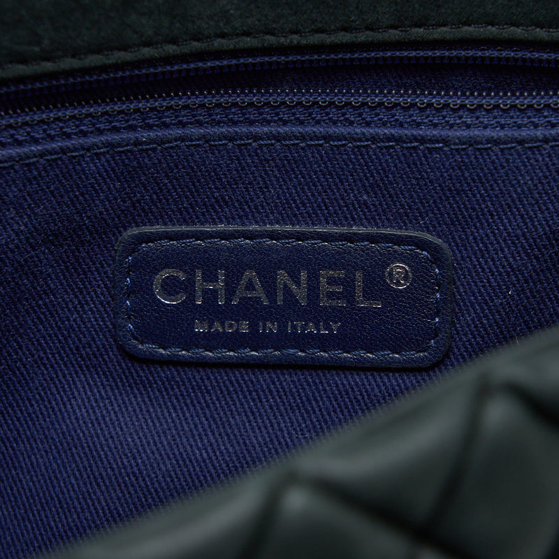 Chanel Quilted Flap Bag Iridescent Calfskin Dark Green Ruthenium SHW