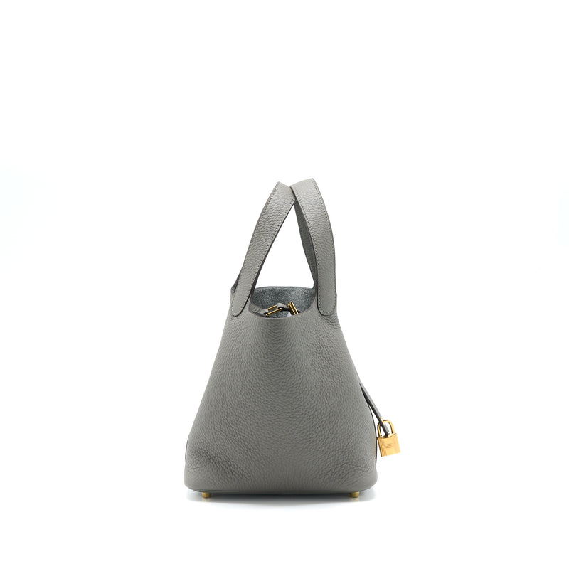 Hermes Picotin 18 Lock Bag Clemence 0L Gris Meyer GHW Stamp U