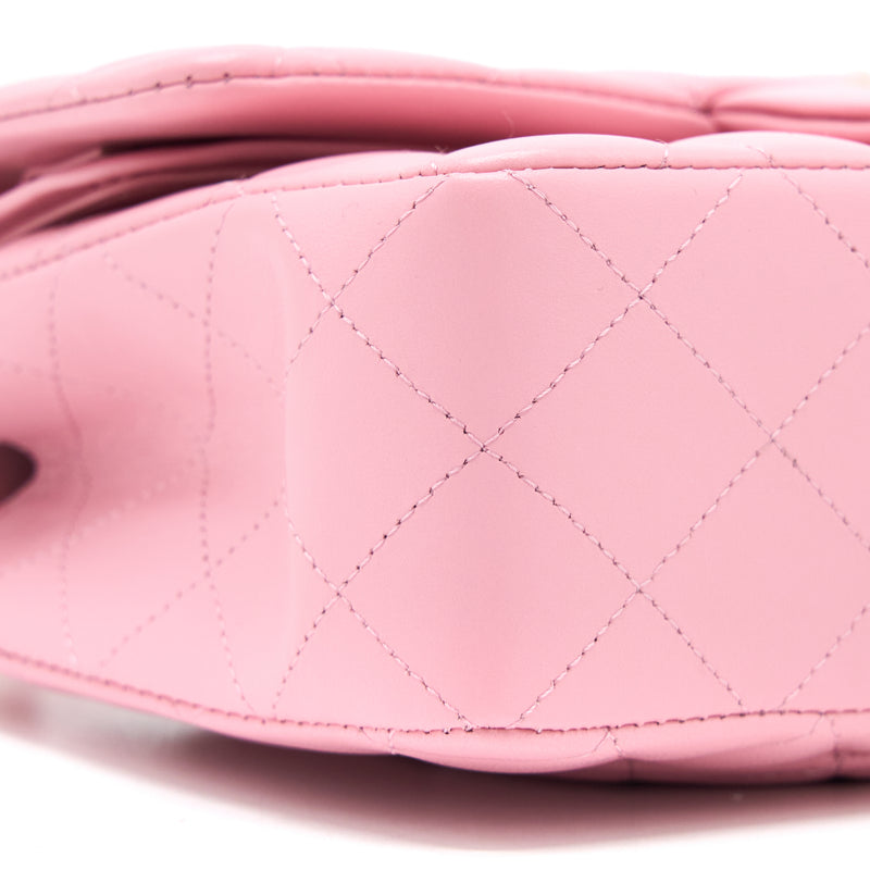 Chanel Small Classic Flap Bag Lambskin Pink LGHW (Microchip)