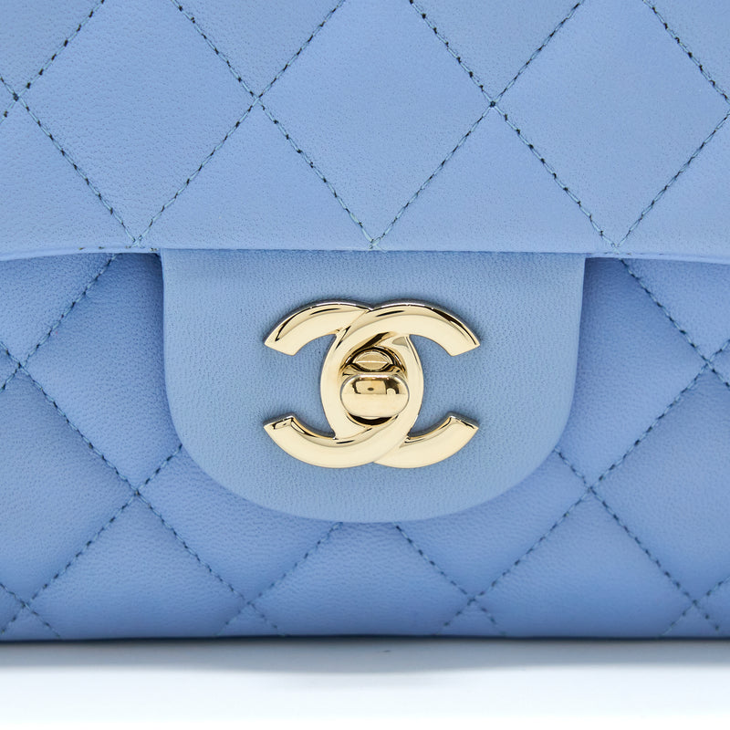 Chanel Classic Flap Bag Lambskin NA104 Light Blue LGHW