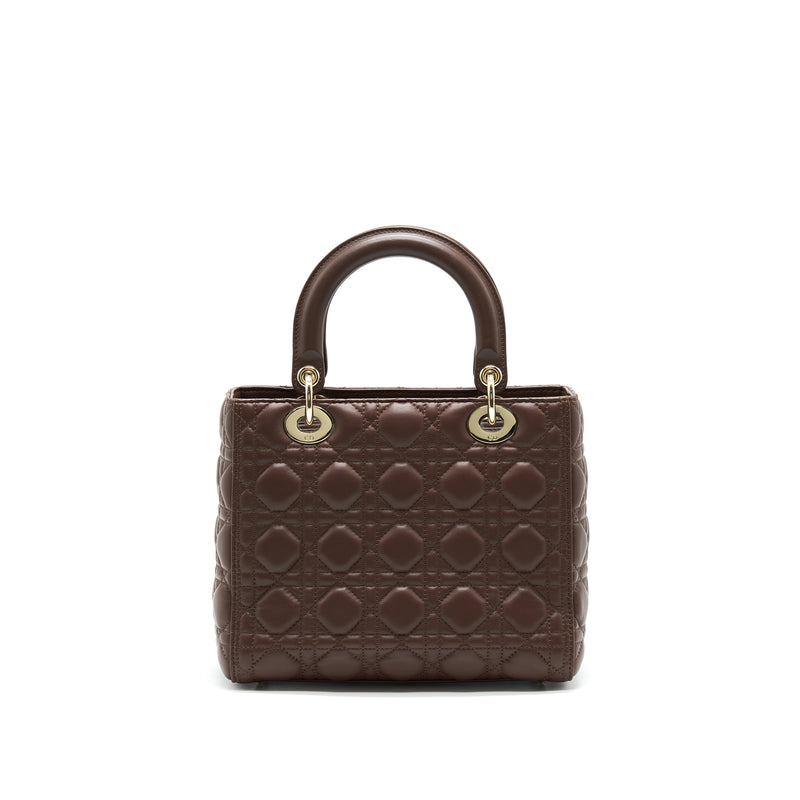 Dior medium Lady Dior Chocolate Brown LGHW