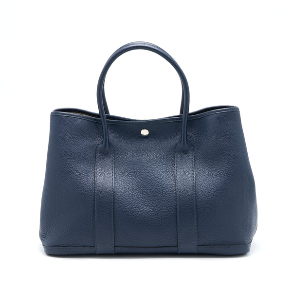 Hermes Garden Party 36 Clemence Blue Nuit SHW Stamp Square L