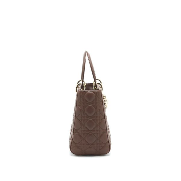 Dior medium Lady Dior Chocolate Brown LGHW