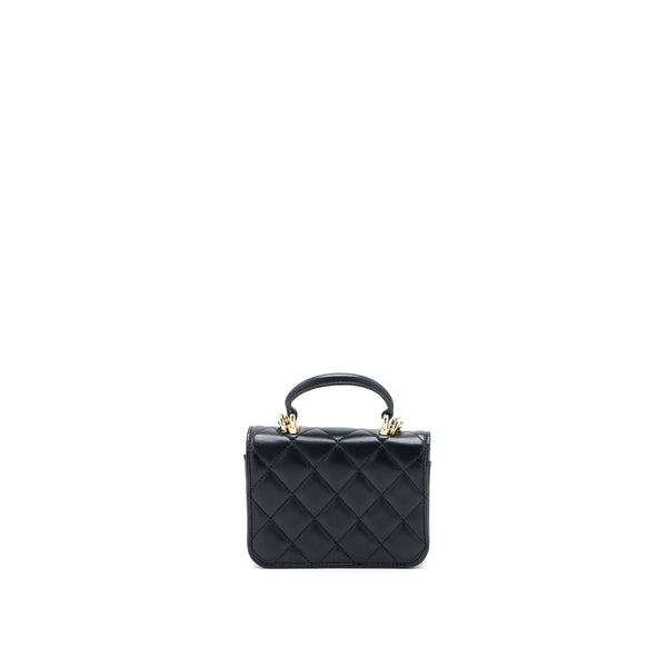 Chanel Mini Top Handle Flap Bag Lambskin Black LGHW