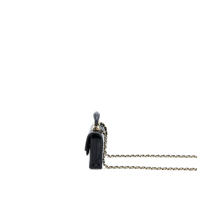 Chanel Mini Top Handle Flap Bag Lambskin Black LGHW