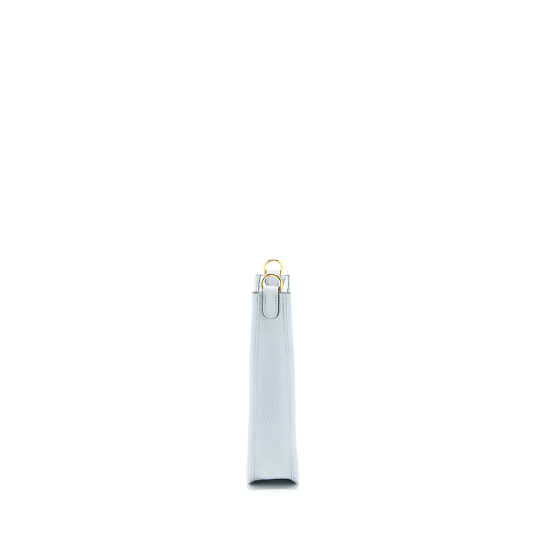 Hermes Mini Evelyn Clemence Blue Pale/Gris Etain GHW Stamp U