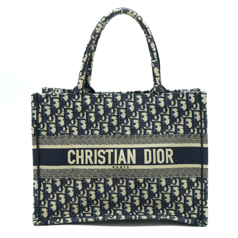 Dior Small Book Tote Bag Blue Oblique Jacquard