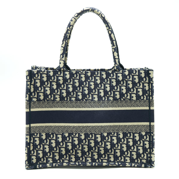 Dior Small Book Tote Bag Blue Oblique Jacquard