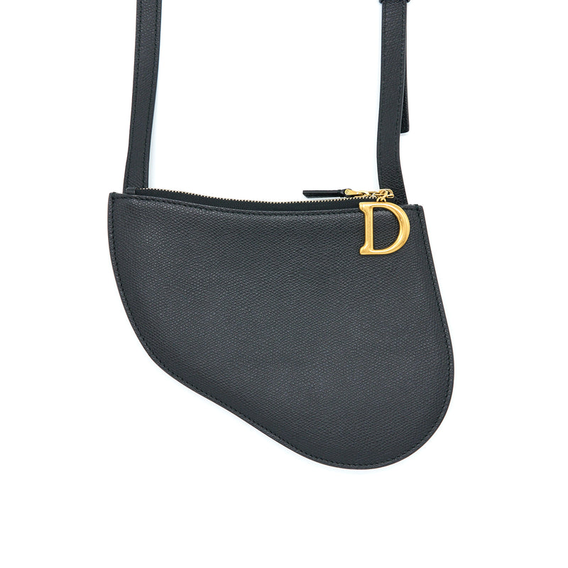 Dior Saddle Trio Crossbody Pouch Calfskin Black GHW