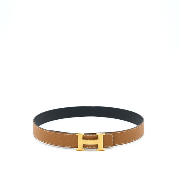 Hermes Size 85 Double Side H Belt 32MM Swift/Epsom Black GHW Stamp T