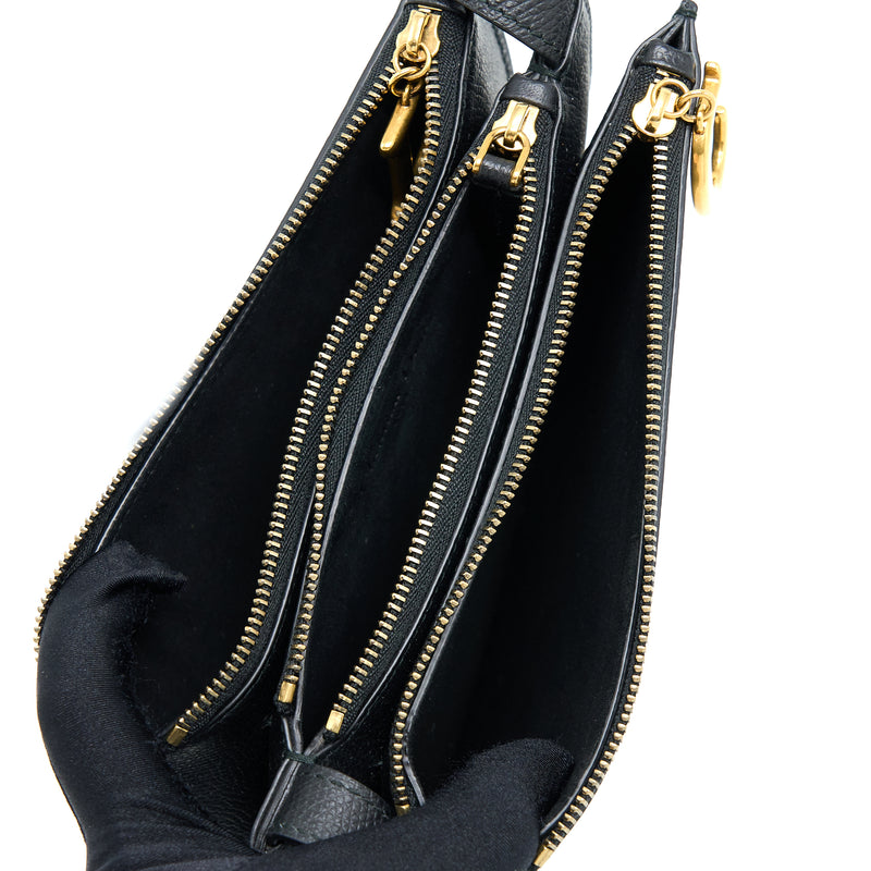 Dior Saddle Trio Crossbody Pouch Calfskin Black GHW