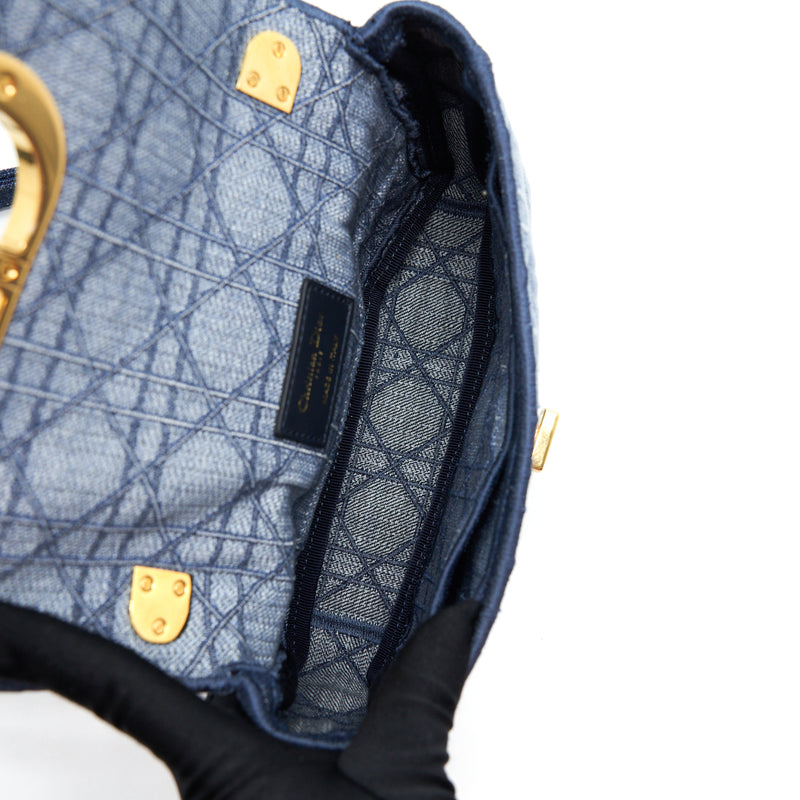 Dior Small Dior Caro Bag Denim Blue GHW