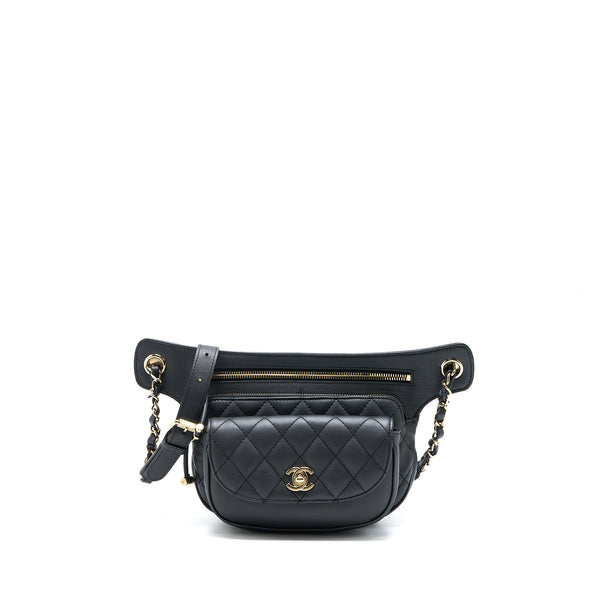 Chanel Quilted Waist Bag Calfskin Black LGHW