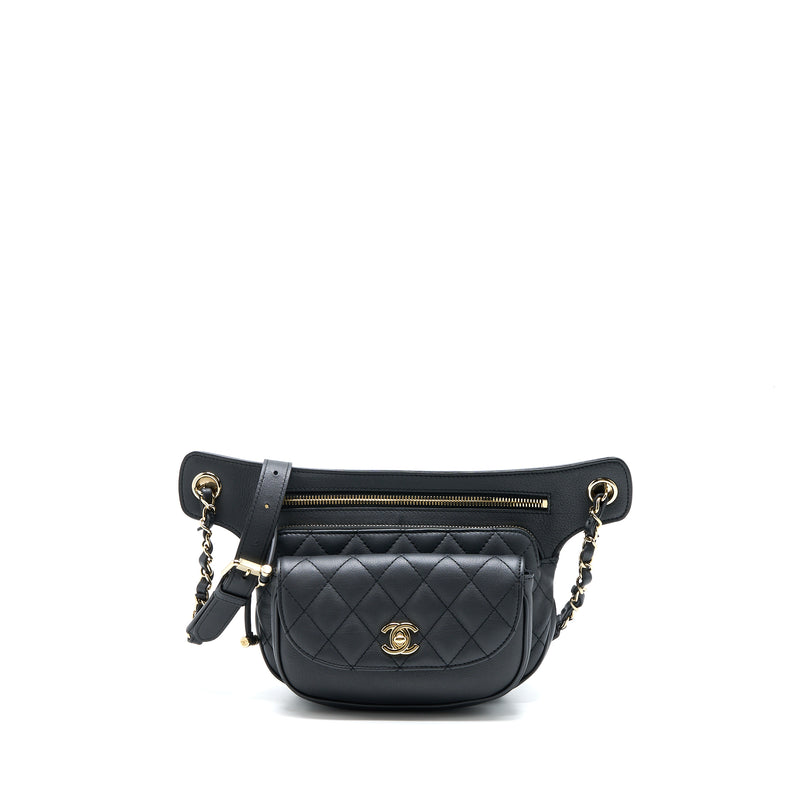 Chanel Quilted Waist Bag Calfskin Black LGHW