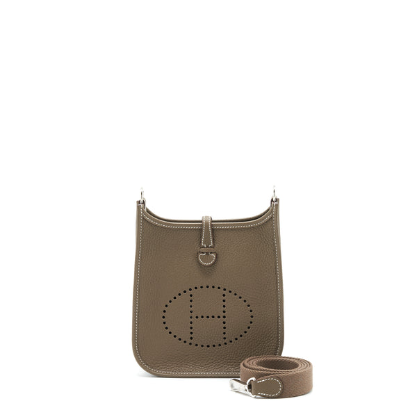 Hermes Mini Evelyne Clemence Etoupe SHW Stamp U