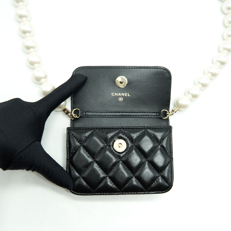 Chanel Giant Pearl Chain Mini Bag Lambskin Black LGHW