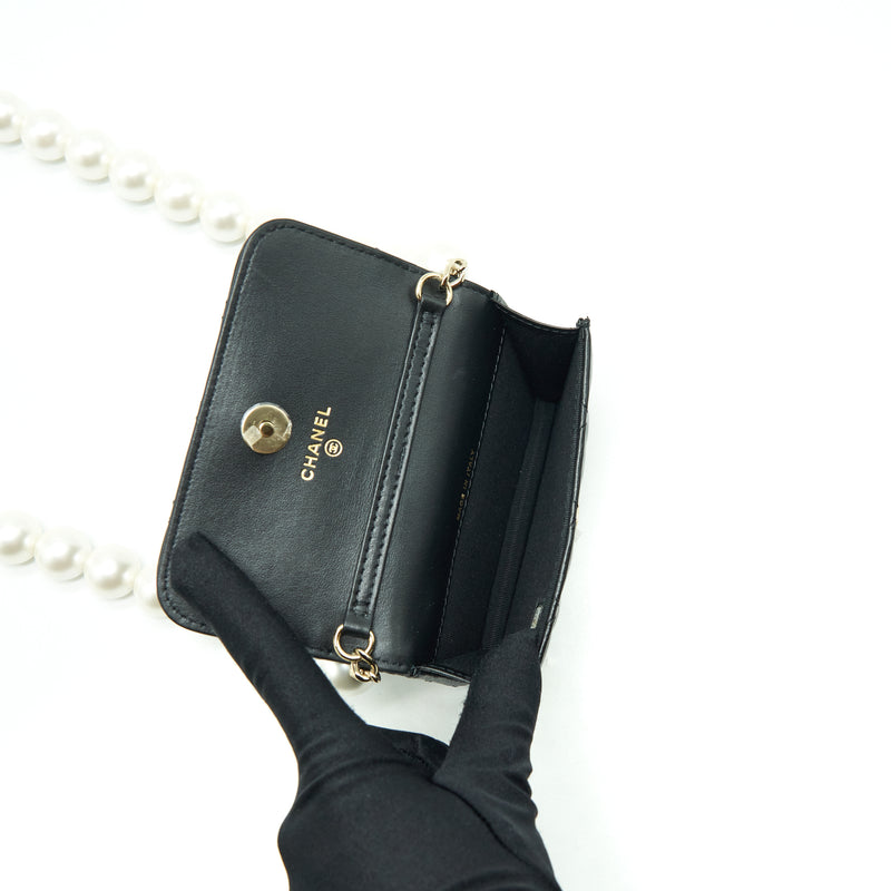 Chanel Giant Pearl Chain Mini Bag Lambskin Black LGHW