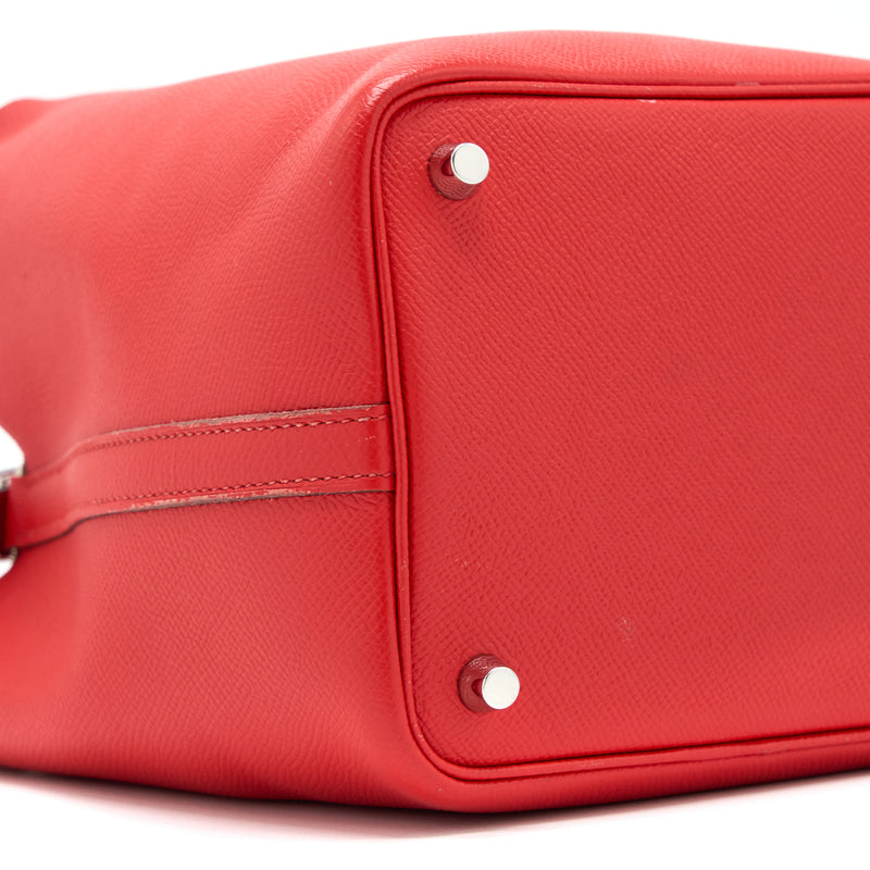 Hermes Picotin 18 Lock Bag Epsom Red with Multi Colour Handle SHW Stamp C