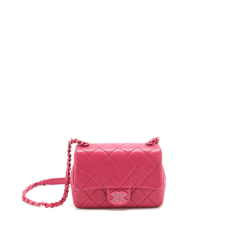 Chanel Mini Square Caviar Pink in Pink Hardware