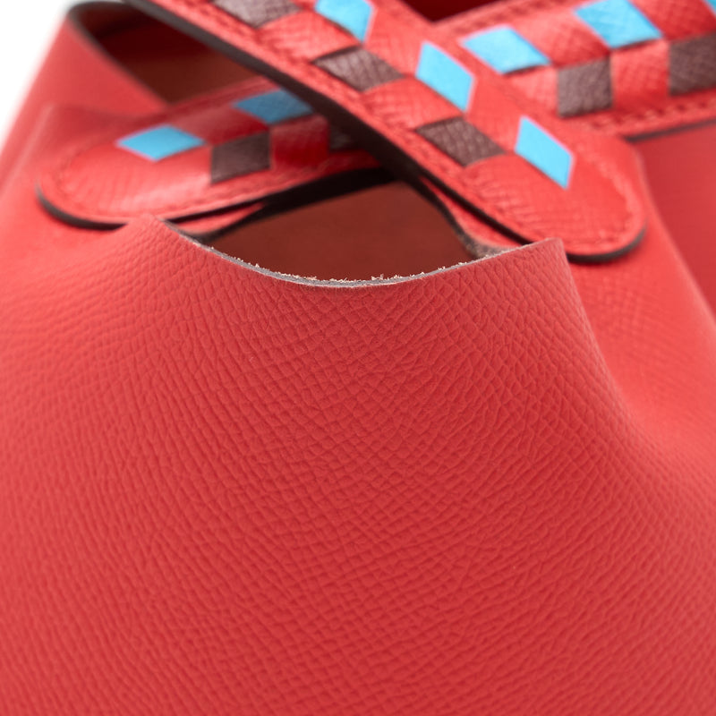 Hermes Picotin 18 Lock Bag Epsom Red with Multi Colour Handle SHW Stamp C