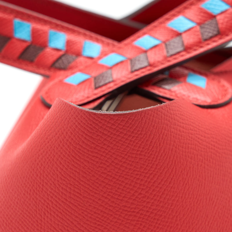 Hermes Picotin 18 Lock Bag Epsom Red with Multi Colour Handle SHW Stamp C