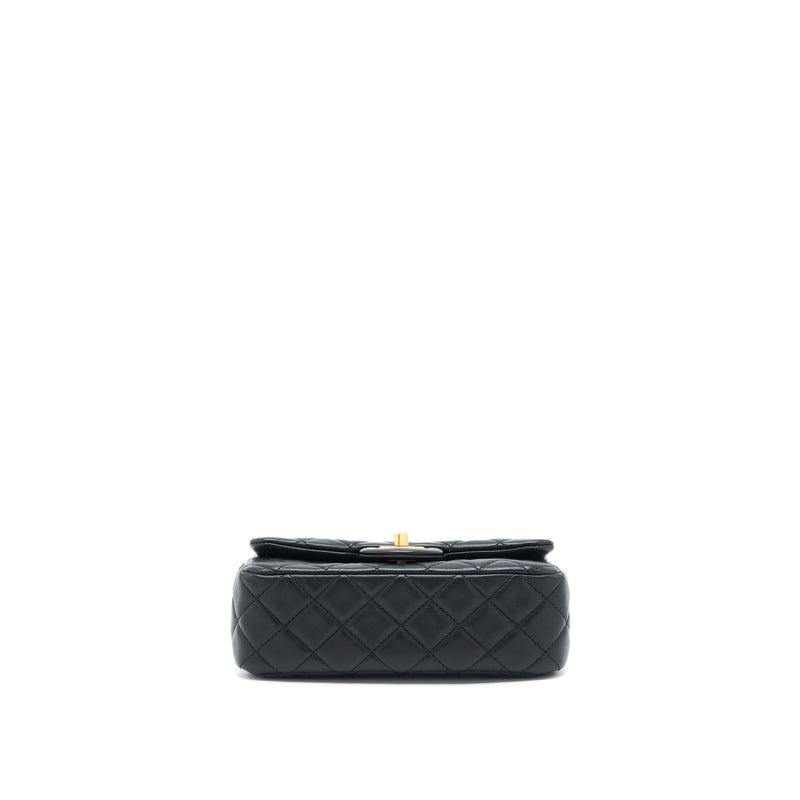Chanel Pearl Crush Mini Rectangular Flap Bag Lambskin Black GHW (Microchip)