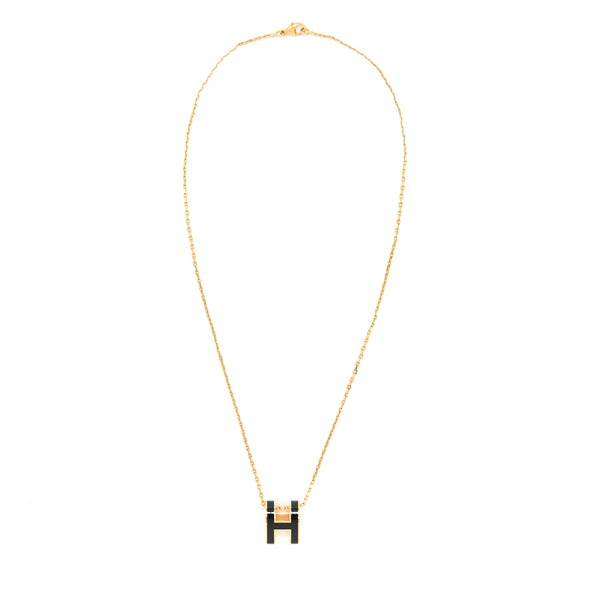 Hermes Pop H Pendant Black Gold Tone
