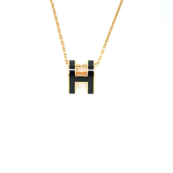Hermes Pop H Pendant Black Gold Tone
