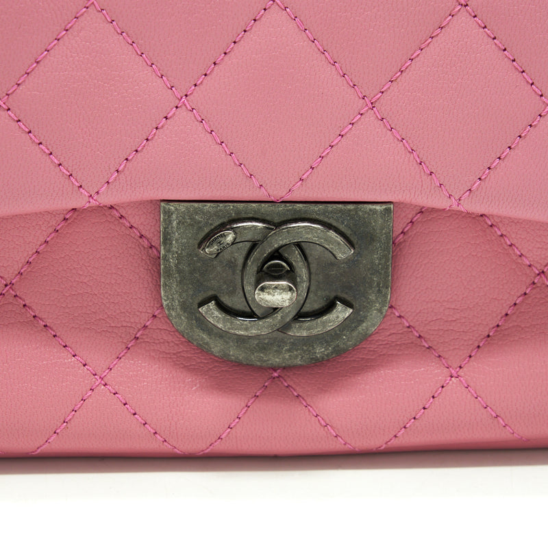 Chanel Quilted Flap Cross Body Bag Pink With Ruthenium Hardware