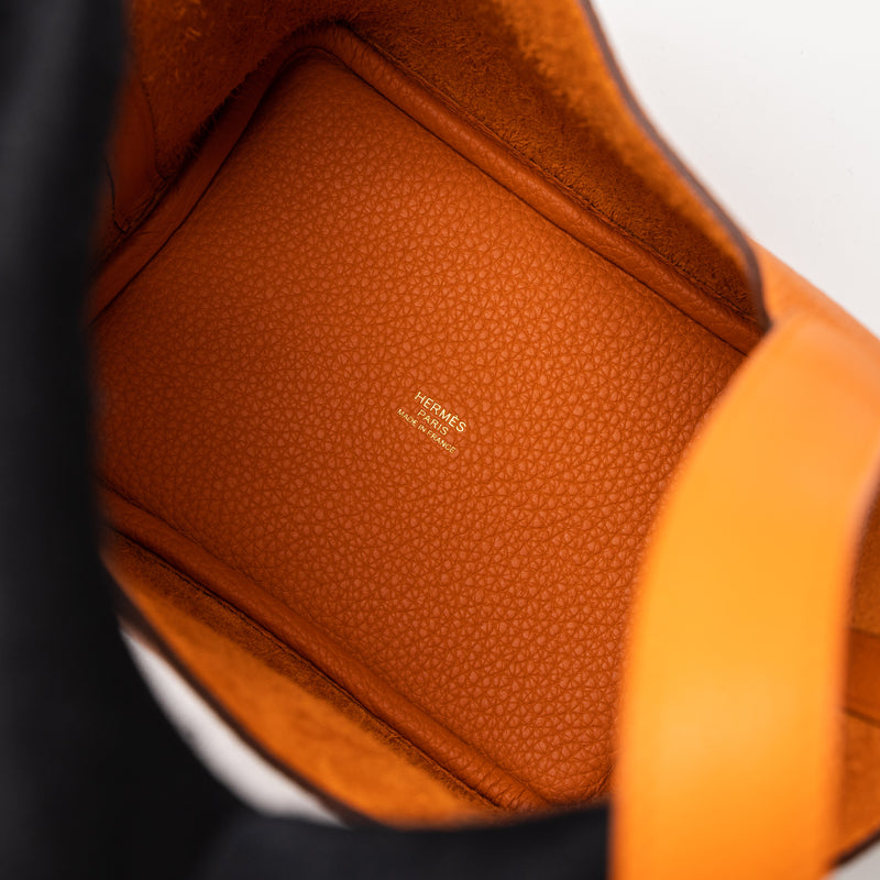 Hermes Picotin 18 Lock Bag Clemence Orange GHW Stamp U