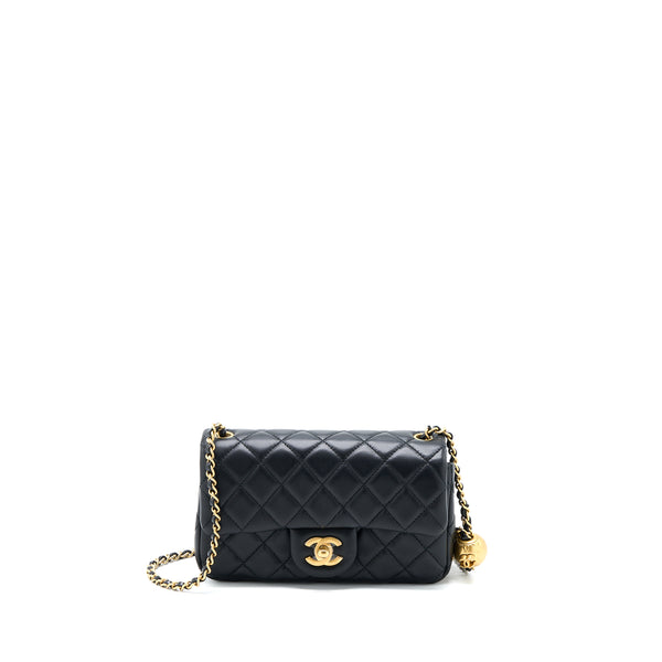 Chanel Pearl Crush Mini Rectangular Flap Bag Lambskin Black GHW