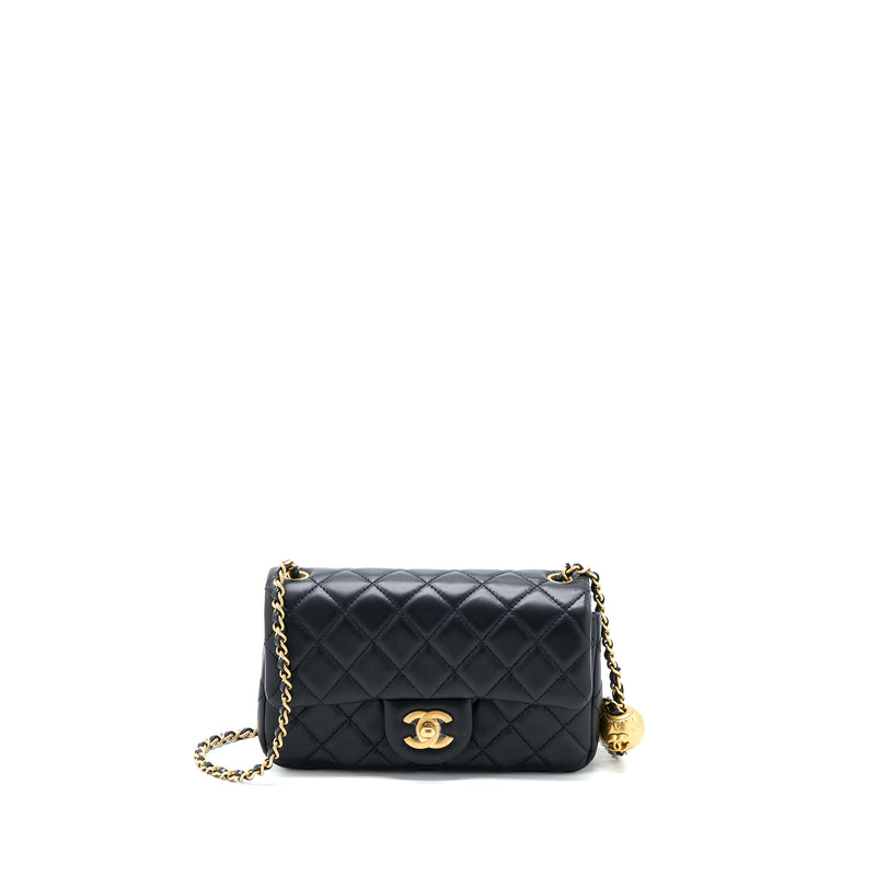 Chanel Pearl Crush Mini Rectangular Flap Bag Lambskin Black GHW