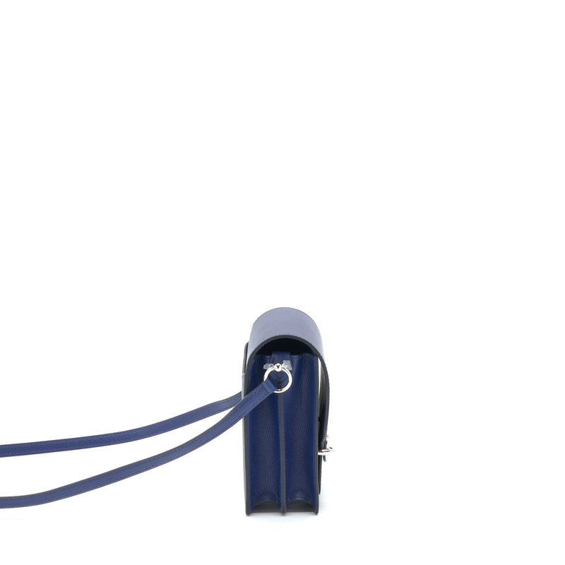 Hermes Mini Roulis Evercolor Blue Saphir / Anemone SHW Stamp U