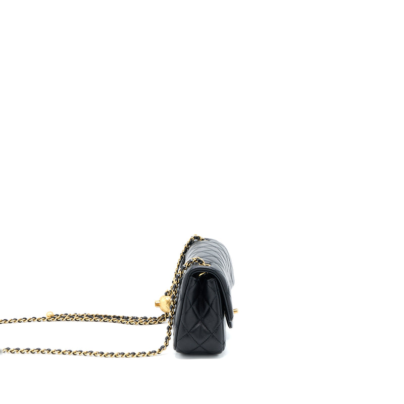 Chanel Pearl Crush Mini Rectangular Flap Bag Lambskin Black GHW