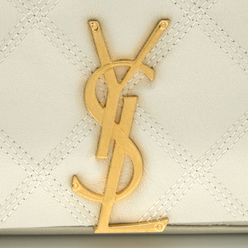 Saint Laurent Becky Quilted Chain Bag White GHW