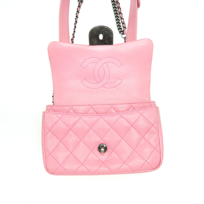 Chanel Quilted Flap Cross Body Bag Pink With Ruthenium Hardware
